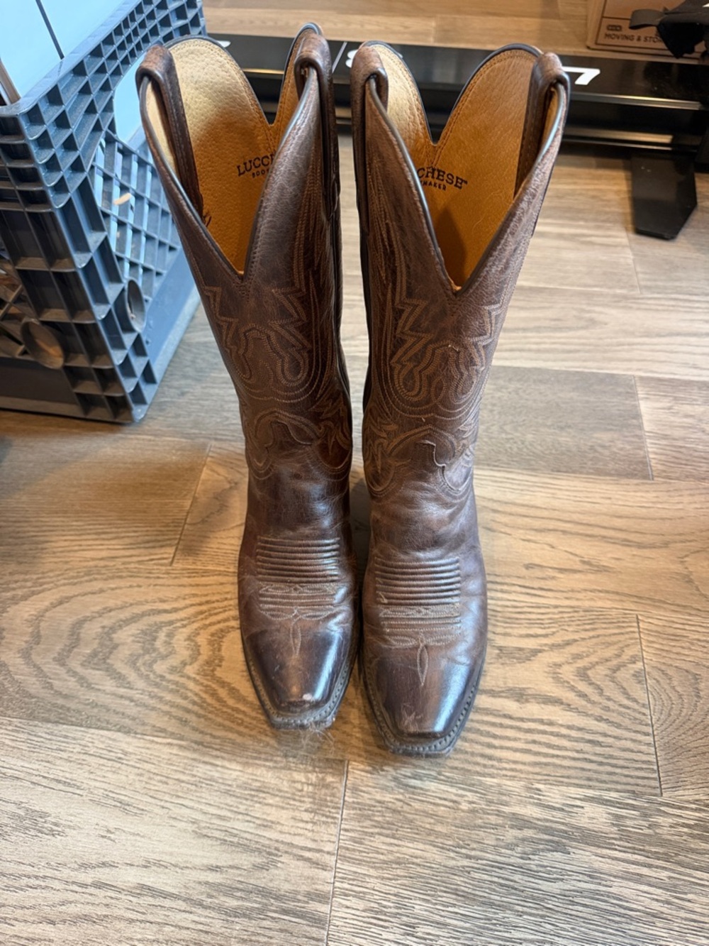 Lucchese Brown Leather Western Cowboy Boots
